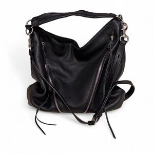 Rebecca Minkoff Moto Hobo Leather Shoulder Bag Black